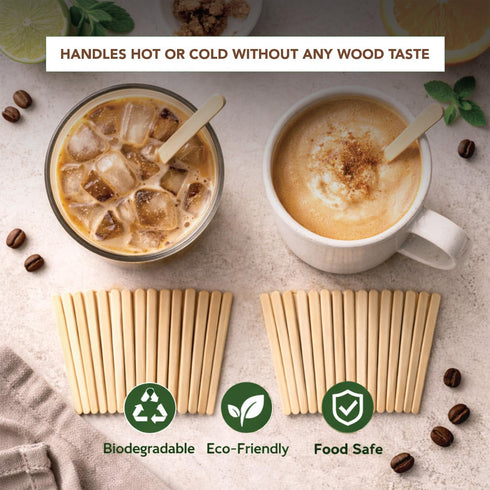 5.5 1000pcs Apremont Birchwood Coffee Stirrers Eco-Friendly Wooden Stir Sticks for Hot & Cold Drinks Compostable