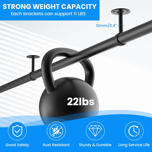 SDTC Tech 1-1/4 Inch Curtain Rod Ceiling-Mount Bracket - Stainless Steel Flange Rod Holder with Matching Screws, Black