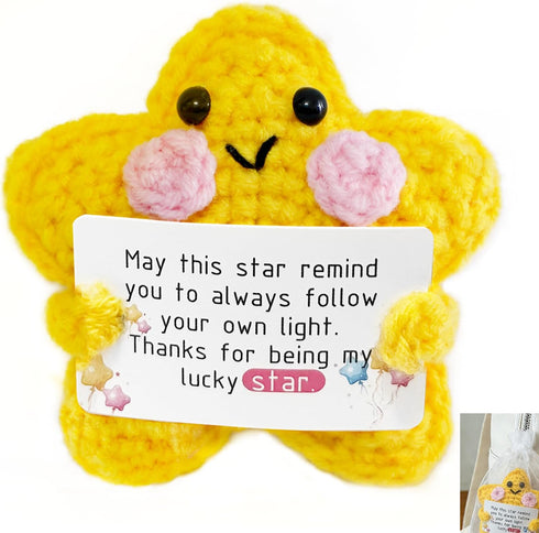Starino Birthday Gifts for Her Him, Crochet Yellow Star Doll Mini Funny Handmade