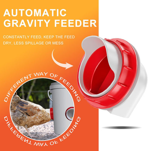 4 1 ZenxyHoC Chicken Feeders No Waste, DIY Automatic Poultry Feeder Ports Hole Saw with Covers Gravity Feed Kit