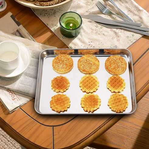 Wildone Baking Sheet with Rack Set, 10 x 8 x 1 Inch - Stainless Steel Cookie Pan with 2 Racks, Heavy Duty