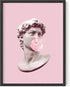 HAUS AND HUES David Bubble Gum Pop Art Poster - Pink Wall Decor, Unframed 12” x 16” Pictures for Room Aesthetic