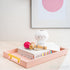 17.5"x12" Home Redefined Modern Elegant Rectangle Baby Pink Tray Glossy Shagreen Faux Leather Decorative Ottoman Coffee