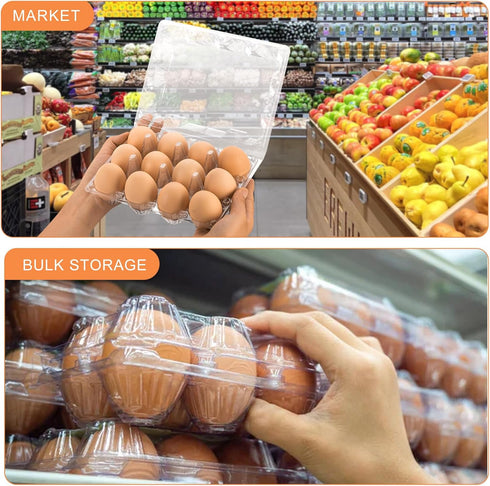 Lixavaer 100 Pack 34 Clear Plastic Egg Cartons, Reusable Stackable Egg Containers for Farm, Market & Fridge Storage