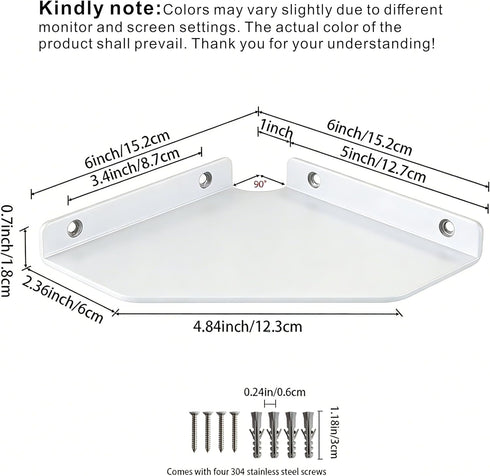 YUjieSTC 6 Inch White Floating Corner Shelf Wall Mounted, Triangle Decorative Shelf for Home, Bathroom, Phone & Small