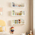 Set 3, OurWarm Nursery Book Shelves for Wall of White Natural Wood Nursery Floating Shelves with Towel Bar, Wall