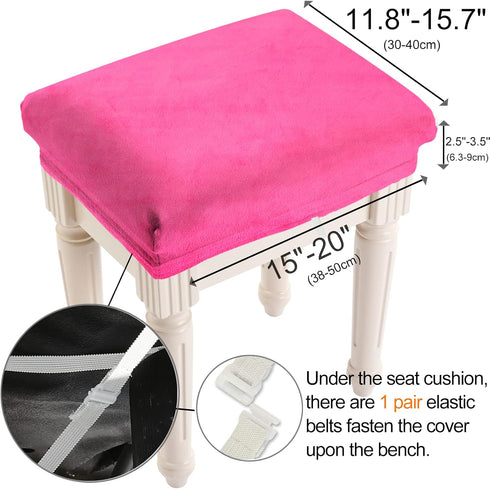 Set 4, 4 Counts) SINOSSO Vanity Stool Covers of Super Soft Velvet Stretch Washable Saddle Bar Stool Slipcover Bench