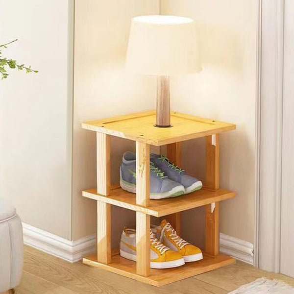 SAN HE Bamboo Shoe Rack 3Tier- Vertical Shoe Rack for Small Spaces,