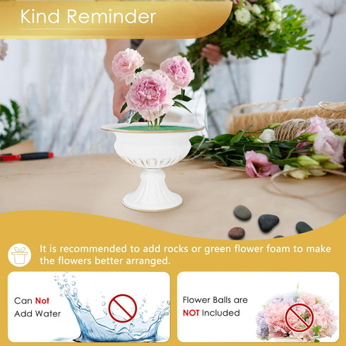 AZXTOSPEZ White Wedding Vases for Centerpieces, Small Flower Vase for Tables, Set of 2, 5 Inch Metal