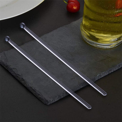 Aboat 120 Pieces 7.3 Inch Plastic Round Top Swizzle Sticks, Crystal