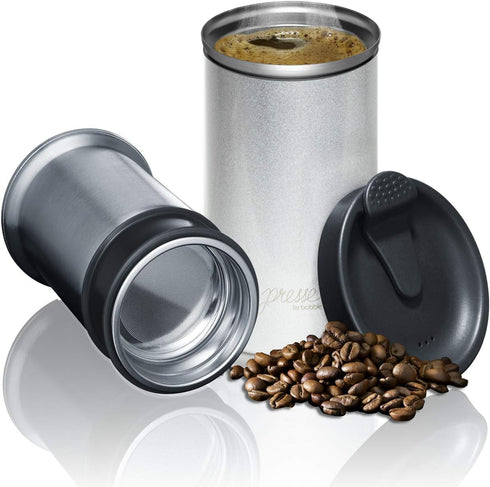 PRESSE by Bobble 13 oz French Coffee Press & Insulated Stainless Steel Travel Tumbler for On-The-Go Brewing (Black)