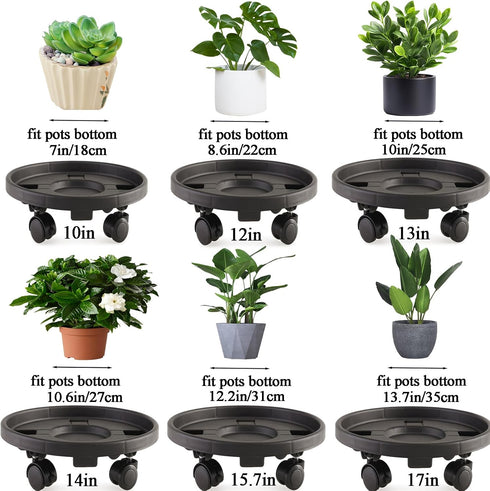 Tulpeed 5 Pack 13 Inch Rolling Plant Stand with Wheels Plant Caddy with Wheels Heavy Duty Plant Dolly Roller Base