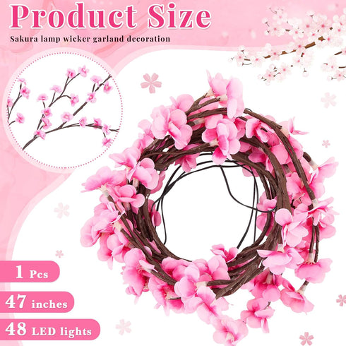Glooglitter 2 Sets 3.94 48 Cherry LED Tree Branch Lights for Wall FT LED Cherry Blossom Willow Vine Twig Flower String