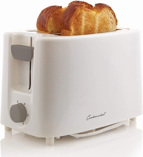 Continental Electric CE-TT011 2 Slice Electric Toaster, White