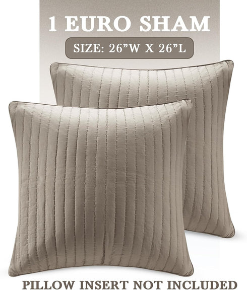 INK+IVY Pillow Sham Only Bed Skirt & Sham, 26"x26", Quilted Taupe
