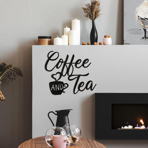 Ferraycle Coffee Sign Metal Hanging Wall Art, 12 x 10.2 Inch Black Wall Decor Cafe Bar Letter Sign for Cafe Farmhouse
