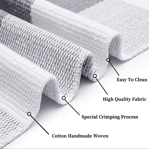 KOZYFLY Buffalo Plaid Rug 27.5x43 Inches, Grey and White Hand Woven Cotton Washable Indoor Rug