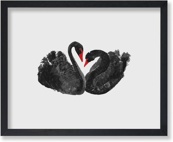 Poster Master Black Swans Poster, Swan Painting Print, Romantic Bedroom or Living Room Wall Decor, 8x10