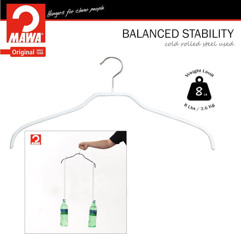 MAWA Ft Reston Lloyd Silhouette Non-Slip Space Saving Clothes Hanger, Set of 10, White