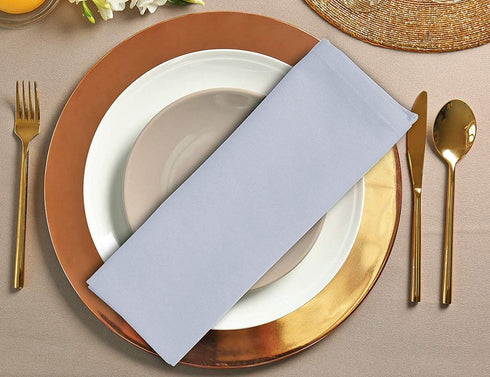 Surmente 20-Inch Polyester Cloth Napkins, Set of 12 for Weddings, Banquets, or Restaurants, Silver