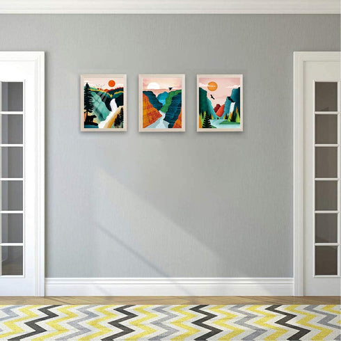 National Park Poster Set of 4, Nature Wall Art Prints for Home Decor, Grand Canyon, Sierra Nevada, Olympic Parks
