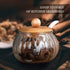 Salt Cellar, 8 Oz Glass Container with Bamboo Lid, Cute Pumpkin Storage Canister for Kitchen Countertop Seasoning Bowl