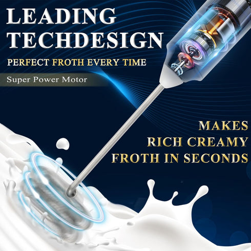 Double Whisk Milk Frother Handheld USB-C Rechargeable Electric Drink Mixer White,3 Speeds Adjustable Coffee Foamer Drink Whisk for Lattes, Matcha, Hot Chocolate, Egg, Matcha by TonJin