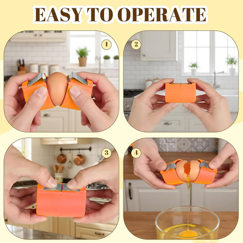 MIRJXB 6PCS 3 Egg Cracker, Egg Shell Opener for Raw Eggs, Efficient Stainless Steel Egg Opener for Home Cooks
