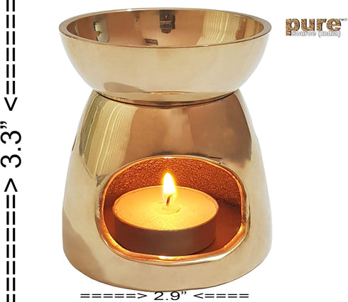 Pure Source India Brass Burner|Essential Oil Burner with Candle for Diffuser Oils | Relax with Home Aromatherapy