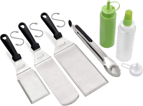 Metal Spatula Set of 6 - Griddle Accessories Kit, Grill Flat Spatula Pancake Flipper for BBQ Grill