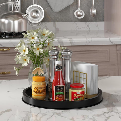 HGF Decorative Tray for Coffee Table, 12 Inch Metal Iron Round Serving Tray for Kitchen Counter