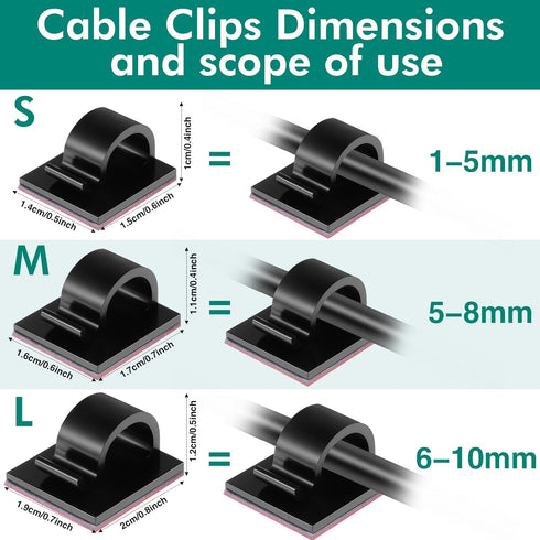 60 Namalu Pieces Mini Cable Clips Hooks Christmas Light Clips Self Adhesive Light Hooks Cord Clips for Desk Outdoor