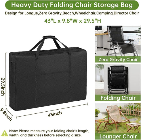 QYILUARE Chair-43 9.8" 29.5" Heavy Duty Folding Chair Storage Bag | Upgrade Large Water-Resistant Carry Bag