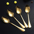 Gold Dinner Spoon Set of 4 - Berglander 7.5" Stainless Steel Titanium Plating Shiny Gold Soup Spoons