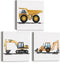 brayqu Set of 3 Construction Nursery Canvas Wall Art Vehicle Framed Paintings Prints