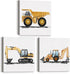 brayqu Set of 3 Construction Nursery Canvas Wall Art Vehicle Framed Paintings Prints