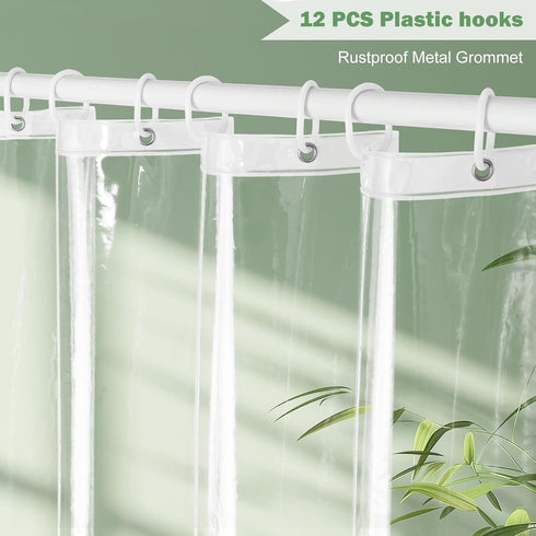 UFRIDAY Stall Clear Shower Curtain Liner, 48 x 72 inches Heavy Duty Waterproof Transparent PEVA with 3 Magnets Bottom