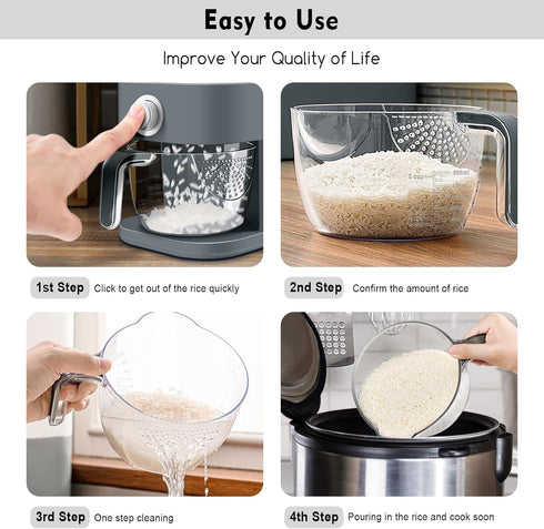 22-25 Lbs VenDotbi Rice Dispenser, Rice Container with Measuring Cup, Upgraded Built-in Fresh Box, Cereal Dispenser