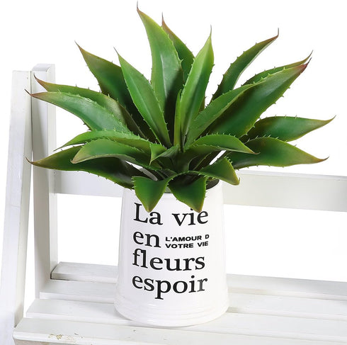 JUSTOYOU Large 12.5" Artificial Succulents Aloe Plants, Real Touch Fake Flowers for Home Arrangement