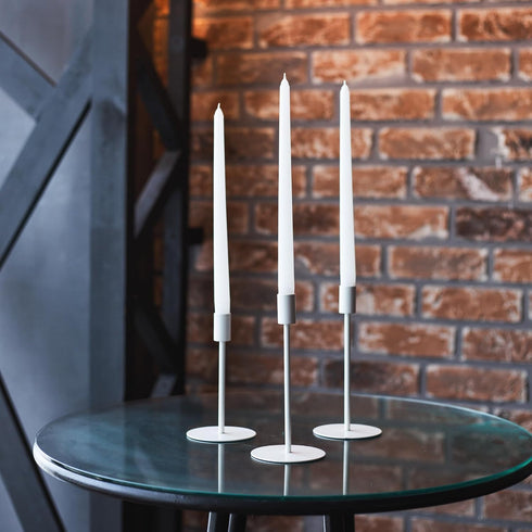10 inch Taper Candle 4 Pack, Long Burning Dripless Unscented Tapered Candles for Home Interior - 8-Hour Burning White