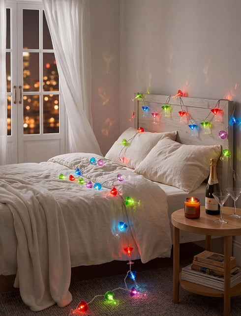 8.5Ft 10 Summer Multicolor Cocktail String Lights, Cocktail Plug in Outdoor Party Lights with LED Multicolor Cocktail