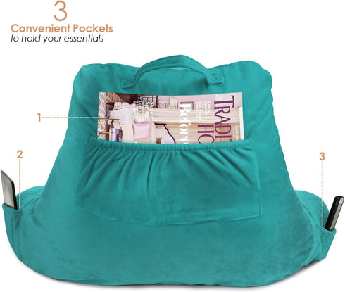 Clara Clark Reading Pillow with Shredded Memory Foam for Sitting Up in Bed and Couch, Back and Arms Adjustable Support
