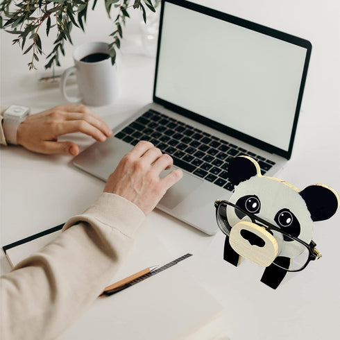 YUNXEXIT Creative Eyeglasses Holder Animal, Fun Pet Eyeglass Holder, Cute Handmade Wooden Carving Glasses Stand
