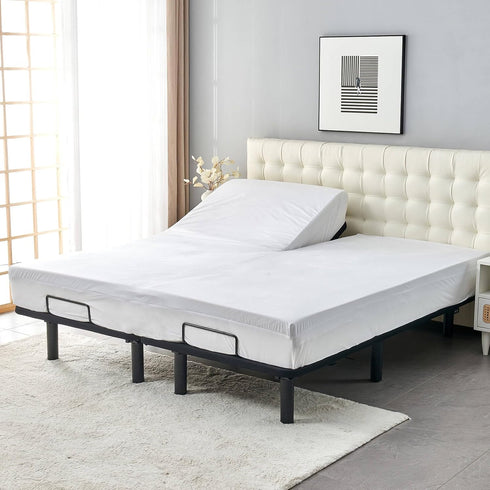 Waterproof Split Top Queen Mattress Protector - Soft Jersey Fitted Cover for Adjustable Bed