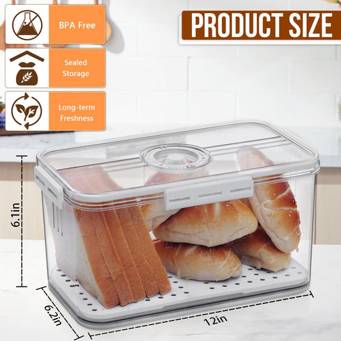 Counter Gifhomfix Bread Box Bread Boxes for Kitchen Airtight, Time Recording Bread Storage Container with Lid, Bread