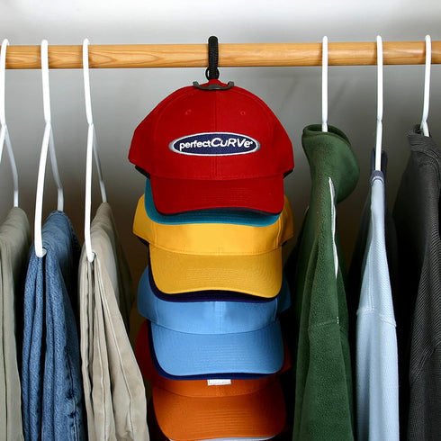 Perfect Curve Cap Rack System 36, Black – Baseball Cap Organizer with 12 Clips