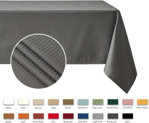 maxmill Rectangle Tablecloth, Water Resistant Soft Washable Table Cloth for Dining Room, 52 x 84 Inch Charcoal Gray