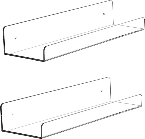 2 Pcak Clear Acrylic Shelves for Bedroom,Room,15 Inch Bathroom Wall Shelf &