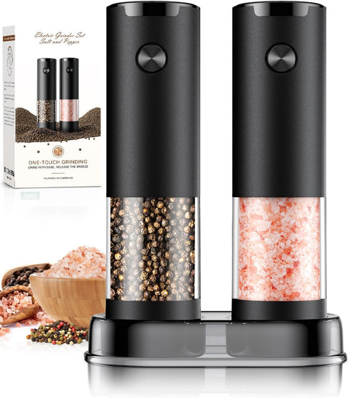 Electric Salt and Pepper Grinder Set Automatic Battery Pepper Mill Shakers Adjustable