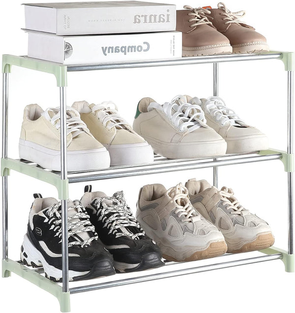Small Shoe Rack, Narrow Stackable Shoe Shelf Organizer for Entryway, Doorway and